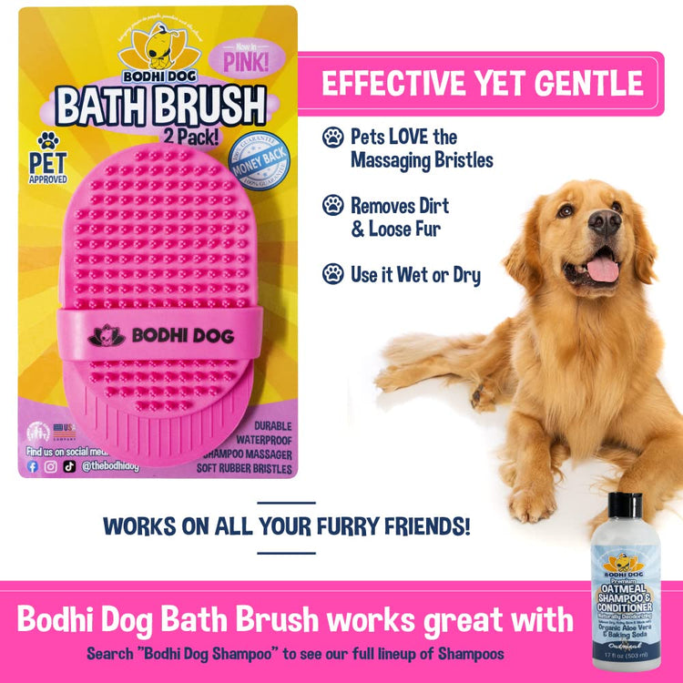 Bodhi Dog Shampoo Brush - Pet Grooming & Bath Supplies for Dogs and Cats - Bath Brush for Long & Short Hair - Premium Scrubber for Shower, Bathing & Massage (One Pack, Silver Glitter)