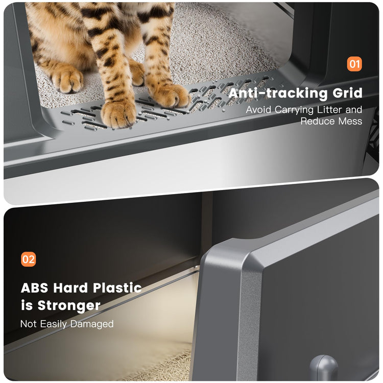 WoofiGo Enclosed Stainless Steel Cat Litter Box with Lid, XL Extra Large Litter Box for Big Cats, Metal Litter Pan High Sided, Never Absorbs Odors, Anti-Urine Leakage, Easy Cleaning, Include Scoop