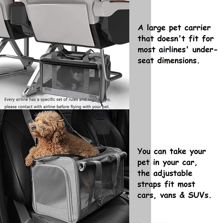GAPZER Pet Carrier for Large Cats, Soft-Sided Cat Carrier for Medium Big Cats and Puppy up to 20lbs, Washable Dog Carrier Privacy Protection for Home Outdoor Travel