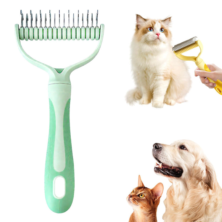 Double-Sided Pet Grooming Brush for Dogs and Cats, 2026 New Dog Deshedding Brush, Dematting Comb Removes Tangles Knots and Loose Fur, Ergonomic Pet Grooming Tool (Blue)