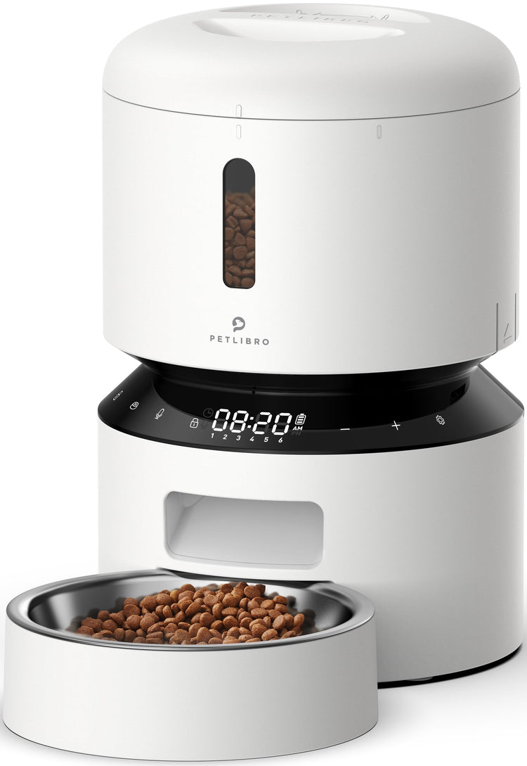 PETLIBRO Automatic Cat Feeder with Camera, 1080P HD & Night Vision, 5GHz/2.4GHz WiFi & Cam Smart Pet Feeder with App Control, 2-Way Audio, Motion Alerts for Cats & Dogs, Stainless Steel Single Tray