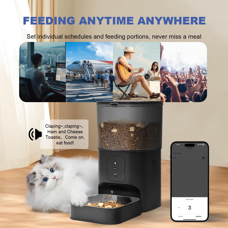 ANDOLL HOME Automatic Cat Feeder, 4L Cat Food Dispenser with 10s Voice Recorder, Pet Feeder up to 8 Meals per Day, Timed Dog Feeder with Dry Food Sealed Ring