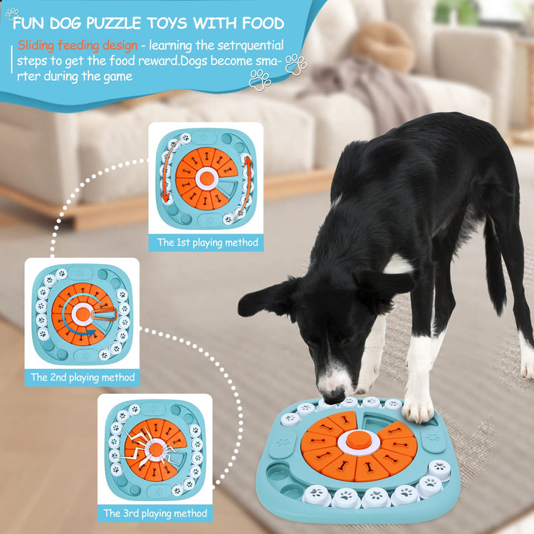 FOXMM Interactive Dog Treat Puzzle Toys for IQ Training & Mental Stimulating,Fun Slow Feeder,Large Medium Small Dogs Enrichment Toys with Squeak Design