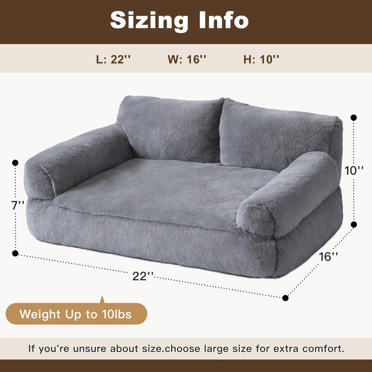 Large Cat Beds for Indoor Cats, Dog Couch Bed, Cute Cat Couch Sofas for Less 20lbs Kitten Puppy, Small Dog Sofas & Chairs with Removable Washable Cover, Soft Warm Pet Furniture, Cream