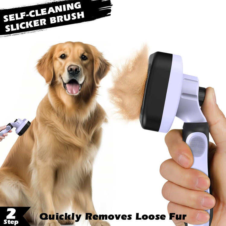 Augwind 7 in 1 Pet Grooming Kit - Dog&Cat Comb, Deshedding Brush, Nail Clipper with File, Bath Brush - Premium Pet Supplies (Blue)