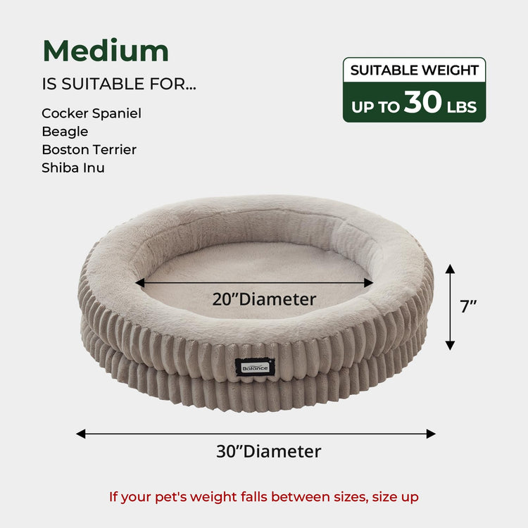 BALANCE Cat Bed Kitten Bed, Washable Round Cat Beds for Indoor Cats, Super Soft Plush Faux Fur Pet Bed for Puppy and Kitten with Anti-Slip Bottom