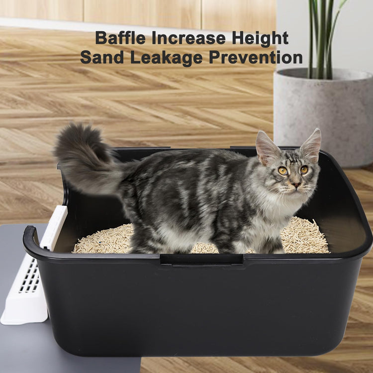 Sfozstra Black Enclosed Cat Litter Box with Lid - Lift-Off Buckle Lock for Easy Cleaning, High Sides Splash-Proof & Leak-Proof, Odor-Reducing with Deodorizer, Includes Sand Pedal, for Cats up to 8 lbs
