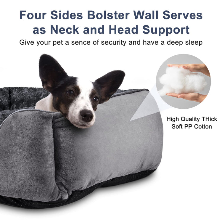 JOEJOY Rectangle Dog Bed for Large Medium Small Dogs - Washable Orthopedic Sofa Bed, Soft Breathable Puppy & Pet Cuddler, Durable Calming Dog Bed with Anti-Slip Bottom, Multiple Sizes, Beige