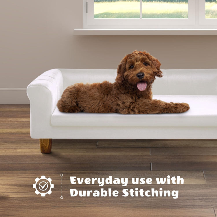 CRITTER SITTERS 33” Faux Suede Ped Bed in Brown, Durable Washable Sofa Couch for Small & Medium Cats & Dogs, Must Have Accessory for Yorkies, Shih Tzus & Frenchies, Kitten & Puppy Essential Furniture