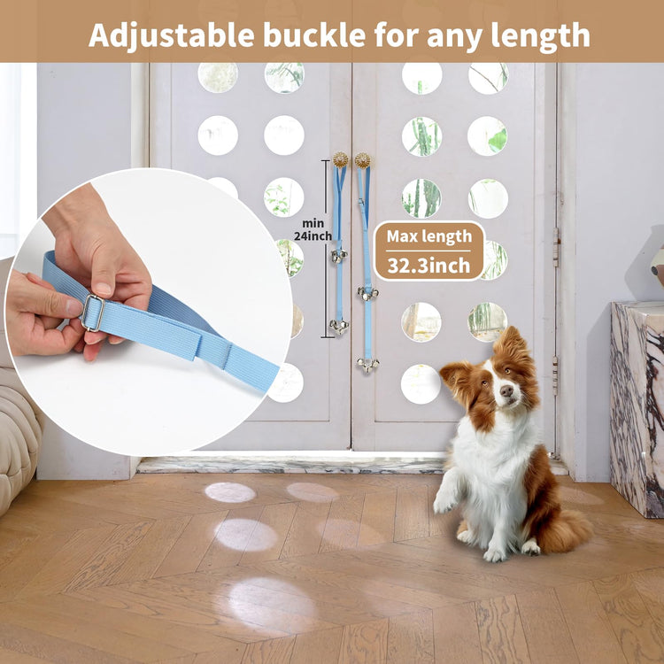 Luckyiren Upgraded Puppy Bells Dog Doorbells for Door Knob/Potty Training/Go Outside-Dog Bells for Puppies Dogs Doggy Doggie Pooch Pet Cat for Dog Lovers-Premium Quality-3 Snaps for Length Adjustment