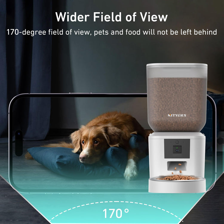 Automatic Dog Feeder - 8L/34 Cups Large Capacity Automatic Cat Food Dispenser with LCD Screen, Large Food Tray, Battery Operated, Timed Cat Feeder, Up to 50 Portions 6 Meals Per Day, Keeps Fresh