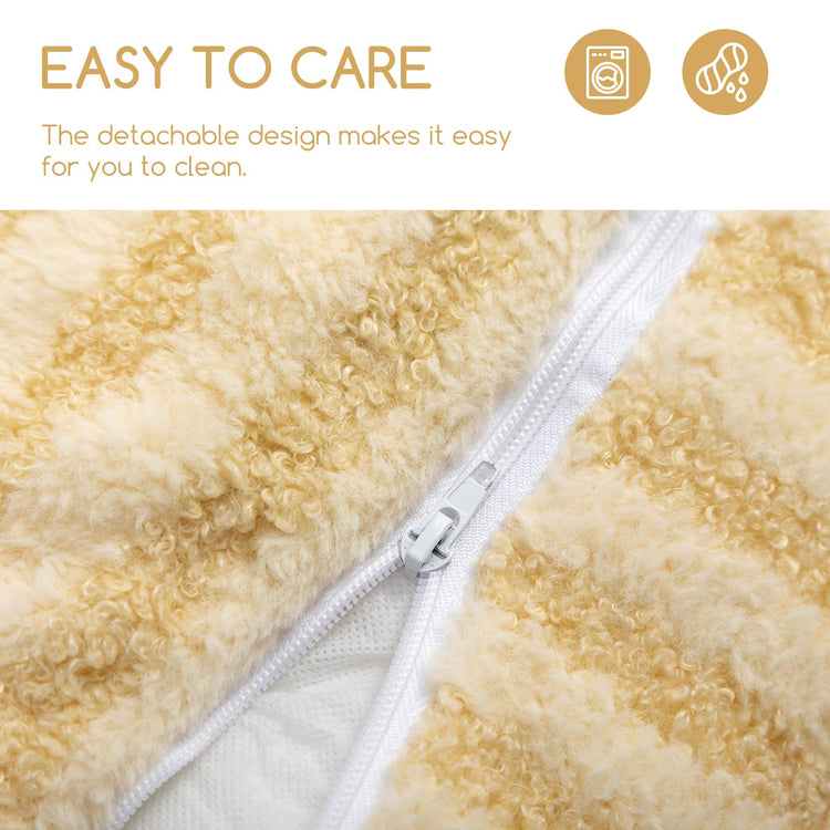 Hollypet Cat Bed Fluffy Plush Multifunctional Double-Layer Machine Washable Soft Warming Kitty Pet Couch Orthopedic Nest Beds for Small Cats Kitten and Dogs up to 13lbs, Khaki(25x20x13 inch)