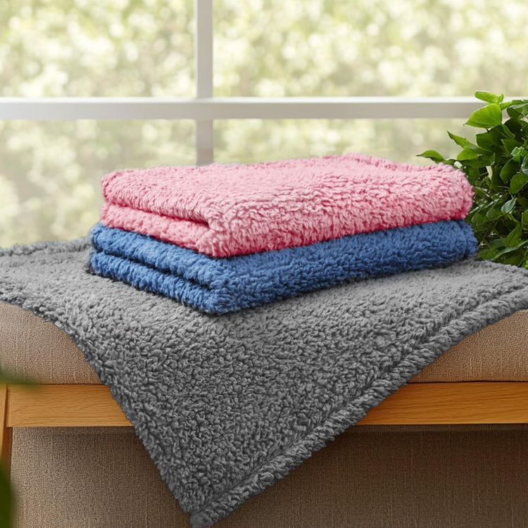 1 Pack 3 Calming Blankets Fluffy Premium Fleece Pet Blanket Soft Sherpa Throw for Dog Puppy Cat Beige Small (23" x16'')