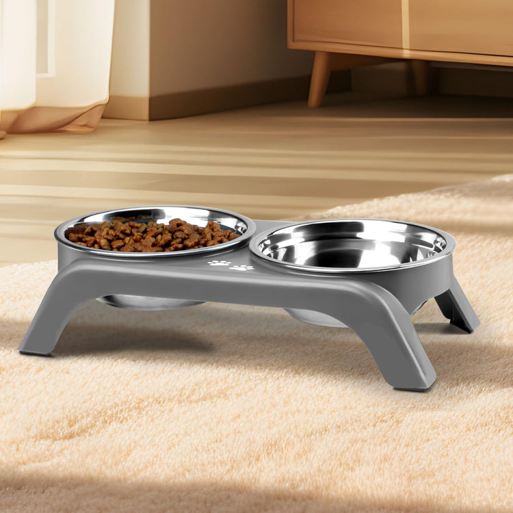 COMESOON Elevated Dog Bowls, 4 Height Adjustable Raised Bowl Stand with 2 Thick 50oz Stainless Steel Food Bowls Non-Slip Feeder Adjusts to 3.7'', 9.2'', 10.75'', 12.36'' Black, (DB-W01)