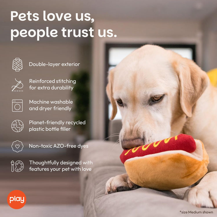P.L.A.Y. PET LIFESTYLE AND YOU P.L.A.Y. Cute Plush Dog Toys - Fast Food Themed Durable Squeaker Chew Toys, Great for Puppies & Small Dogs - Machine Washable, Recycled Materials (5 Piece Set, X-Small)