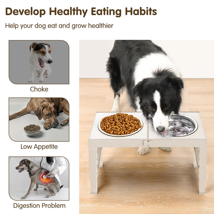 XIAZ Elevated Dog Bowls Large Breed Raised Dogs Bowl Stand Large/Medium Sized Dog Stainless Steel Food Water Bowl Stands 5 Heights Adjustable 9/11/12/14in Black Pet Feeder Dish Station