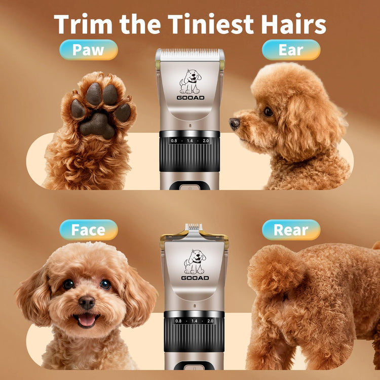 Dog Clippers for Grooming,Dog Grooming Kit for Heavy Thick Hair&Coats/Low Noise Rechargeable Cordless Hair Trimmer/Pet Shaver with Paw Trimmer for Small & Large Dogs Cats