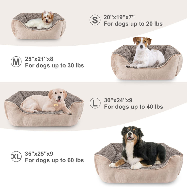 JOEJOY Rectangle Dog Bed for Large Medium Small Dogs - Washable Orthopedic Sofa Bed, Soft Breathable Puppy & Pet Cuddler, Durable Calming Dog Bed with Anti-Slip Bottom, Multiple Sizes, Beige