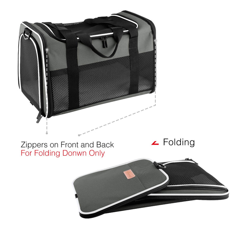 Cat Carrier - Portable Foldable Dog Pet Carrier, Soft-Sided Pet Bag up to 15 Lbs, Airline Approved Travel Puppy Carrier