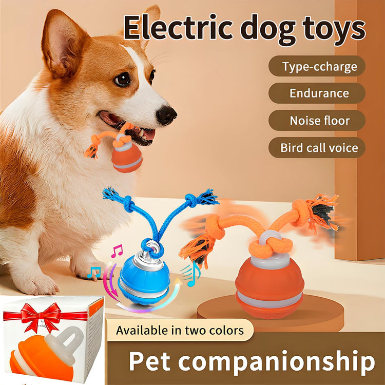 Interactive Dog Toys, Interactive Dog Ball with Birdsong Squeaky Chewable Rope for Small/Medium/Large Dogs,Automatic Moving Dogs Toy Wicked Ball for Boredom & Training,Dog Toys to Keep them Busy(Blue)