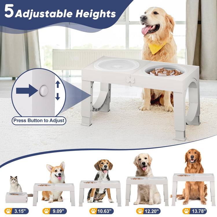 XIAZ Elevated Dog Bowls Large Breed Raised Dogs Bowl Stand Large/Medium Sized Dog Stainless Steel Food Water Bowl Stands 5 Heights Adjustable 9/11/12/14in Black Pet Feeder Dish Station