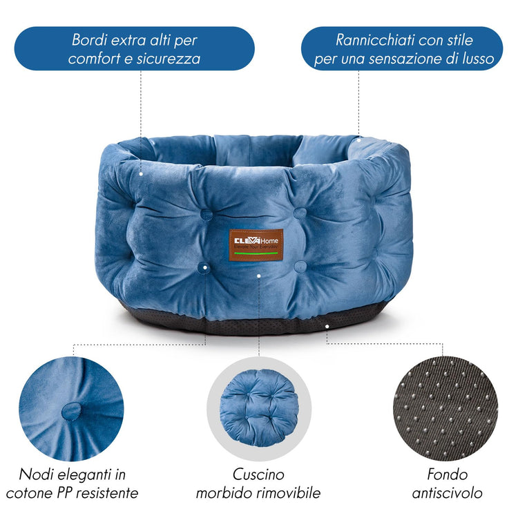 ClevaHome Cat Dog Bed for Small Pets up to 15lbs - Round Cat Beds for Indoor Cats, Machine Washable Comfortable Pet Bed for Puppy and Kitten with Non-Slip Bottom (Washed Green)