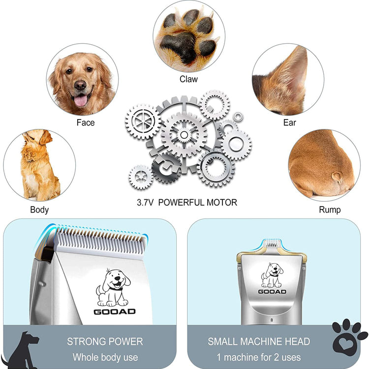 Dog Clippers for Grooming,Dog Grooming Kit for Heavy Thick Hair&Coats/Low Noise Rechargeable Cordless Hair Trimmer/Pet Shaver with Paw Trimmer for Small & Large Dogs Cats