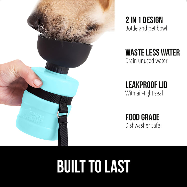 GORILLA GRIP Dog Water Bottle, Portable Water Bowl Dispenser for Dogs, 12 oz Leak Proof Pet Travel Squeeze Bottles, Food Grade Silicone, to Go Puppy Essentials, Hiking Camping Trip Accessories, Pink