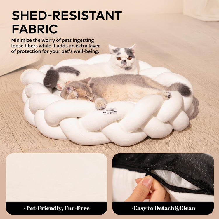 CHEERPALS Weave Cat Bed for Indoor Cats,Cute Pet Bed with Washable Cushion Fluffy Kitty Bed for Small Dog(Dark Gray)