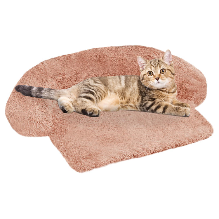 Calming Dog Bed Fluffy Plush Dog Mat for Furniture Protector with Removable Washable Cover for Large Medium Small Dogs and Cats (Small(35x31x5), Light Grey)