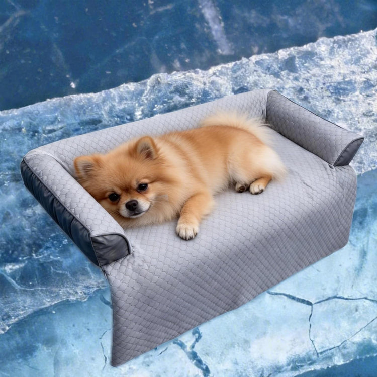 Calming Dog Bed Fluffy Plush Dog Mat for Furniture Protector with Removable Washable Cover for Large Medium Small Dogs and Cats (Small(35x31x5), Light Grey)