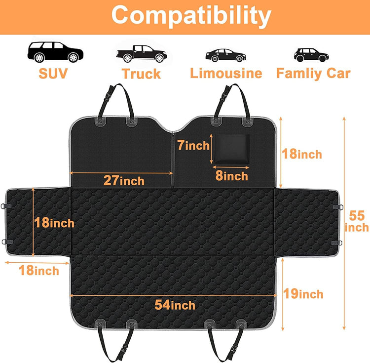 Mancro Dog Car Seat Cover for Back Seat, 2026 Upgraded 600D Heavy Duty Waterproof & Scratch-Resistant Dog Hammock for Car, Back Seat Pet Cover for Dogs with Sedan, Trucks and SUVs, Standard, Black