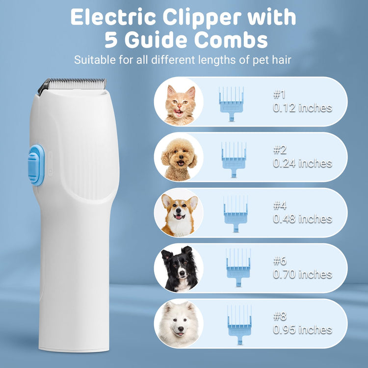 iPettie D23 Pro Pet Grooming Kit for Dogs: Vacuum Dog Brush and Dog Trimmer Vacuum — 95°F-140°F Adjustable Temperature, Adjustable Wind Speed, 23000 PA Suction for All Pet Grooming Needs