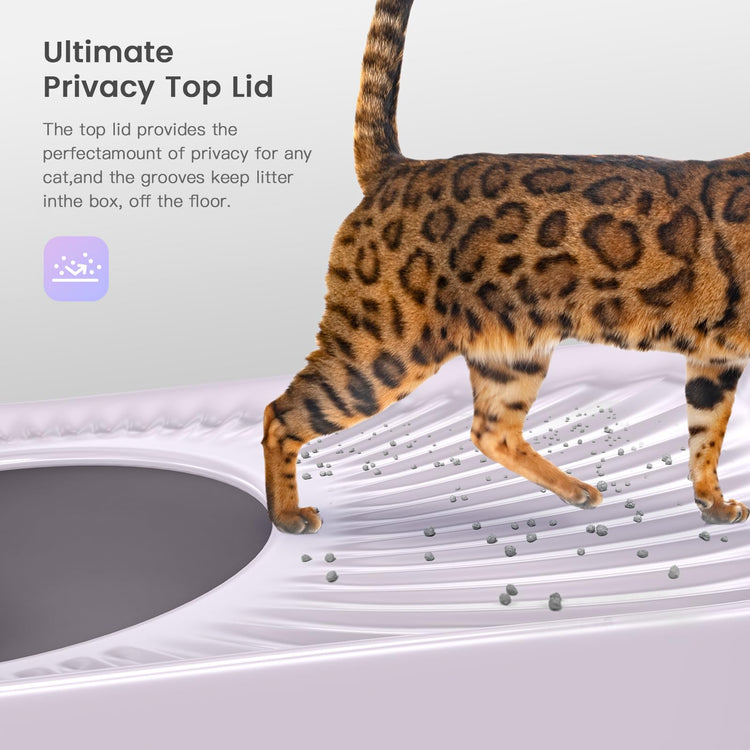 WoofiGo Enclosed Stainless Steel Cat Litter Box with Lid, XL Extra Large Litter Box for Big Cats, Metal Litter Pan High Sided, Never Absorbs Odors, Anti-Urine Leakage, Easy Cleaning, Include Scoop