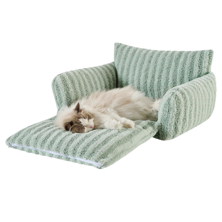 Hollypet Cat Bed Fluffy Plush Multifunctional Double-Layer Machine Washable Soft Warming Kitty Pet Couch Orthopedic Nest Beds for Small Cats Kitten and Dogs up to 13lbs, Khaki(25x20x13 inch)
