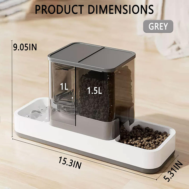 kathson Gravity Cat Food and Water Dispenser Automatic Dog Feeder Waterer 2 in 1 Auto Pet Food and Water Bowl Set Self Feeding for Puppy Kitten，Blue
