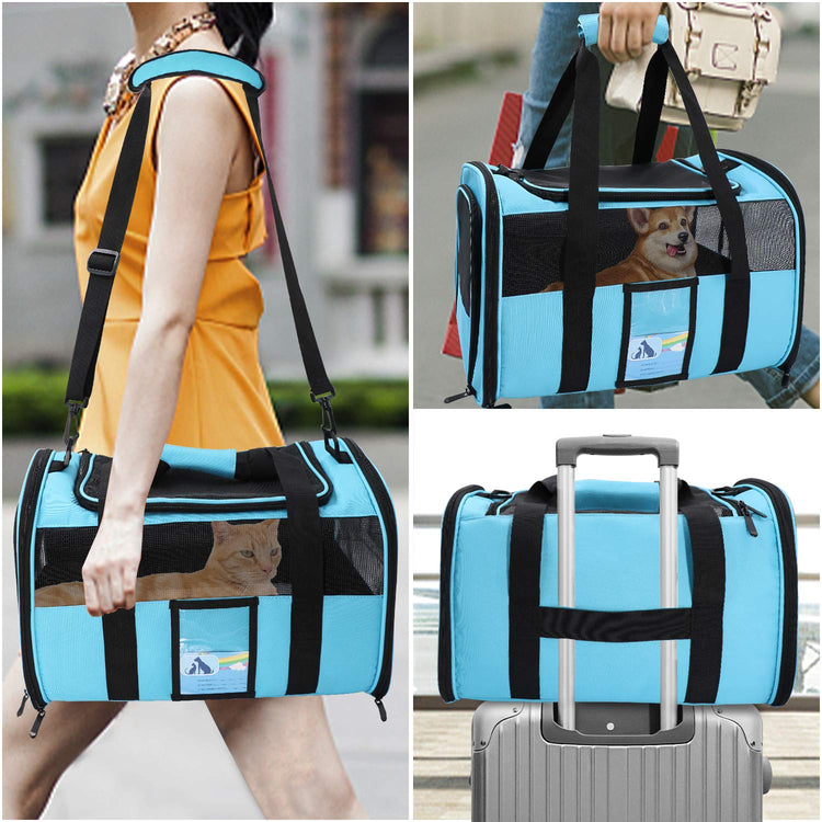 Refrze Cat Carrier,Dog Carriers for Small Dogs Medium Cats Pet Carrier up to 15 Lbs, TSA Airline Approved Cat Carrier Soft, Cat Dog Crate Travel Bag,Grey