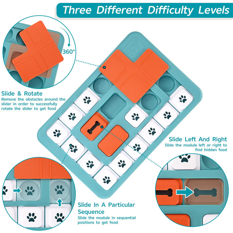 FOXMM Interactive Dog Treat Puzzle Toys for IQ Training & Mental Stimulating,Fun Slow Feeder,Large Medium Small Dogs Enrichment Toys with Squeak Design