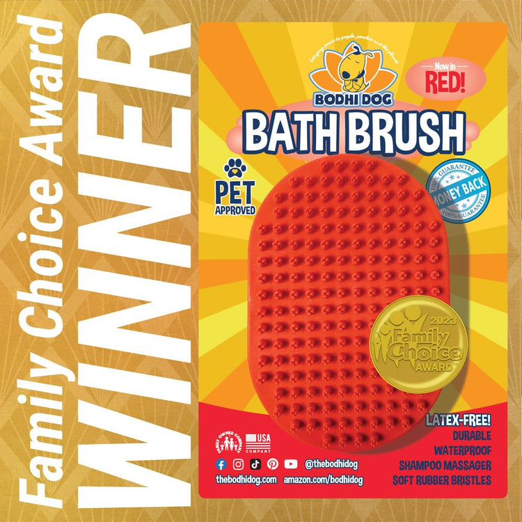 Bodhi Dog Shampoo Brush - Pet Grooming & Bath Supplies for Dogs and Cats - Bath Brush for Long & Short Hair - Premium Scrubber for Shower, Bathing & Massage (One Pack, Silver Glitter)