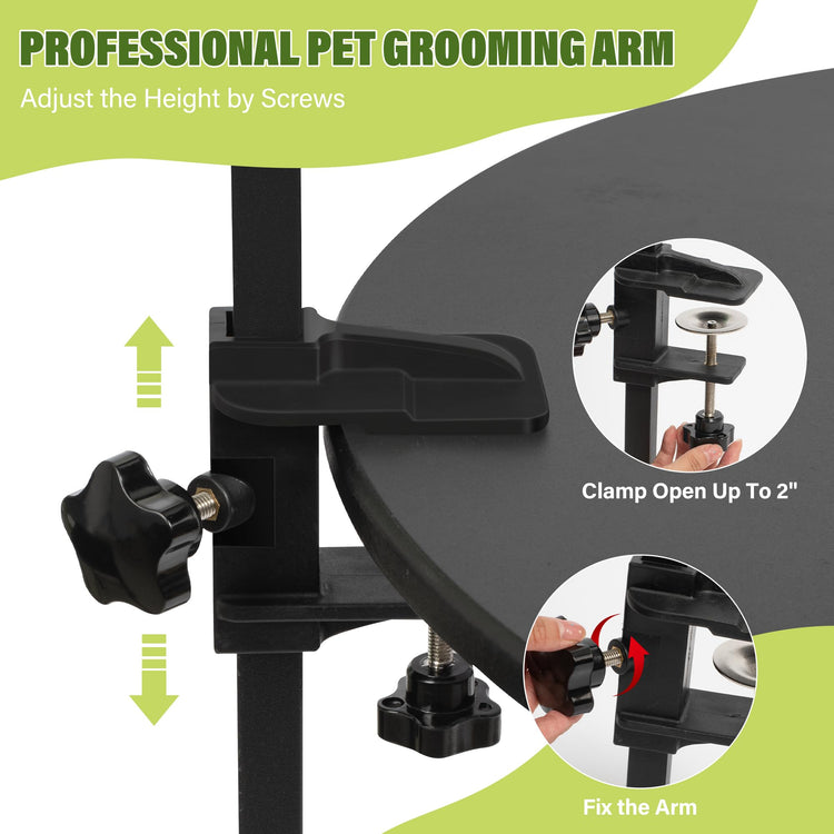 Dog Grooming Arm with Pet Grooming Hammock, getlstub 35" Pet Grooming Table Arm with Adjustable No Sit Haunch Holders, Dog Grooming Stand with Loop Noose for Small and Medium Pets