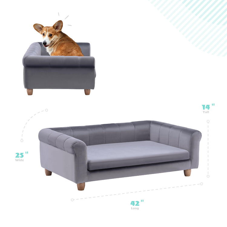 CRITTER SITTERS 33” Faux Suede Ped Bed in Brown, Durable Washable Sofa Couch for Small & Medium Cats & Dogs, Must Have Accessory for Yorkies, Shih Tzus & Frenchies, Kitten & Puppy Essential Furniture