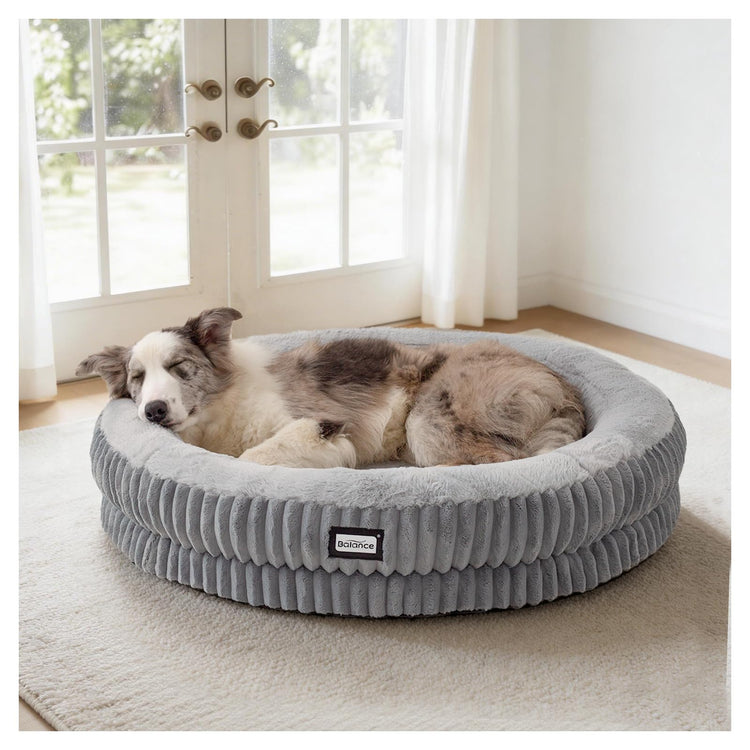 BALANCE Cat Bed Kitten Bed, Washable Round Cat Beds for Indoor Cats, Super Soft Plush Faux Fur Pet Bed for Puppy and Kitten with Anti-Slip Bottom