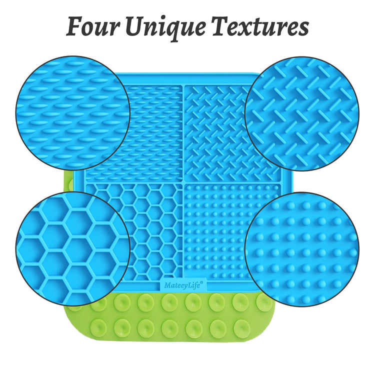 MateeyLife 2PCS Small Lick Mat for Dogs and Cats, Licking Mats for Dog Anxiety Relief, Cat Peanut Butter Lick Pad for Boredom Reducer, Dog Treat Mat Perfect for Bathing Grooming Blue&Green