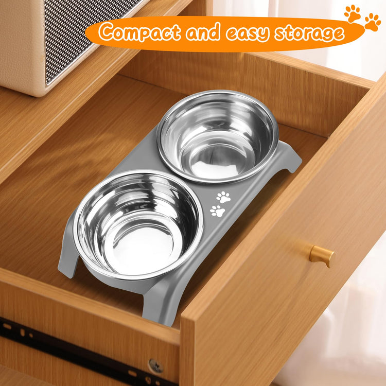 COMESOON Elevated Dog Bowls, 4 Height Adjustable Raised Bowl Stand with 2 Thick 50oz Stainless Steel Food Bowls Non-Slip Feeder Adjusts to 3.7'', 9.2'', 10.75'', 12.36'' Black, (DB-W01)