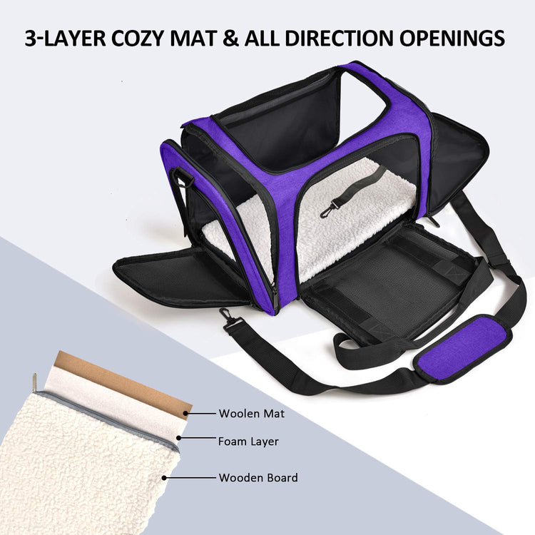 Henkelion Cat Carriers Dog Carrier Pet Carrier For Small / Medium Cats Dogs Puppies (Up To 15lbs), TSA Airline Approved Small Dog Carrier Soft Sided, Collapsible Waterproof Travel Puppy Carrier - Grey