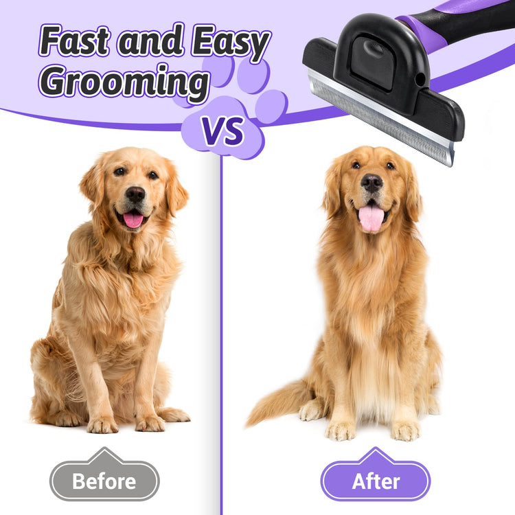 MIU COLOR Pet Grooming Brush, Deshedding Tool for Dogs & Cats, Effectively Reduces Shedding by up to 95% for Short Medium and Long Pet Hair, Purple