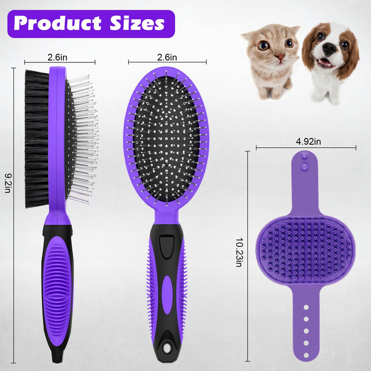 2PCS Pet Grooming Tools - Double-Sided Brush for Shedding and Bathing, Suitable for Short/Long Haired Dogs Cats and Horses, Deshedding Dog Brush, Mane & Tail Combs for Horses - Pet Supplies (Blue)