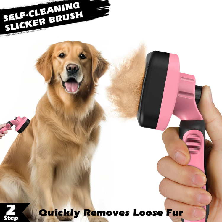 Augwind 7 in 1 Pet Grooming Kit - Dog&Cat Comb, Deshedding Brush, Nail Clipper with File, Bath Brush - Premium Pet Supplies (Blue)