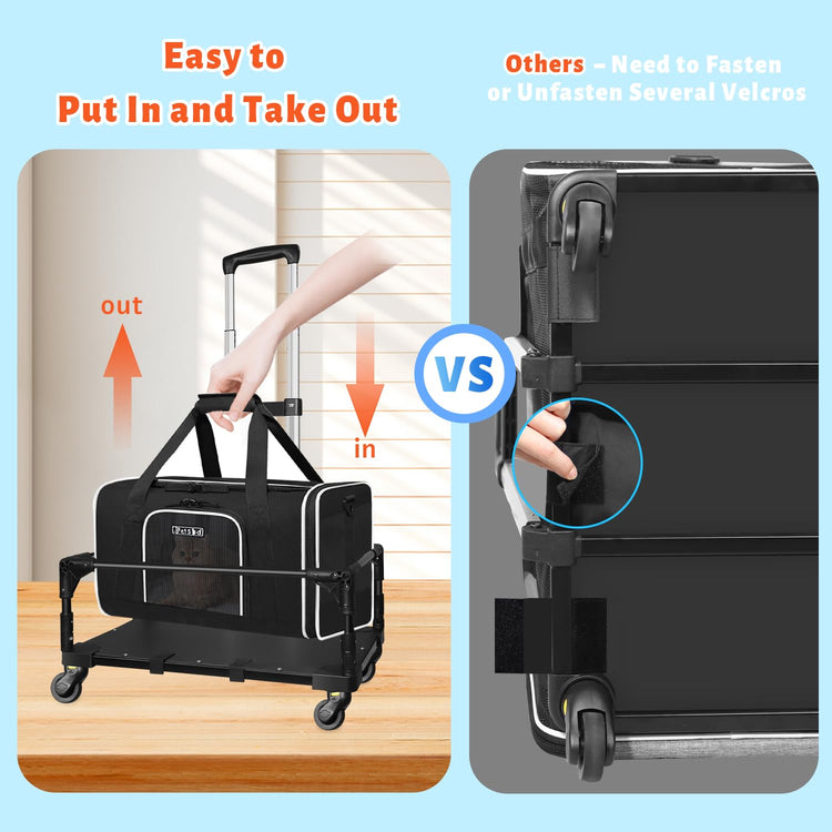Petskd Pet Carrier 17x11x9.5 Alaska Airline Approved,Pet Travel Carrier Bag for Small Cats and Dogs, Soft Dog Carrier for 1-10 LBS Pets,Dog Cat Carrier with Safety Lock Zipper(Black)