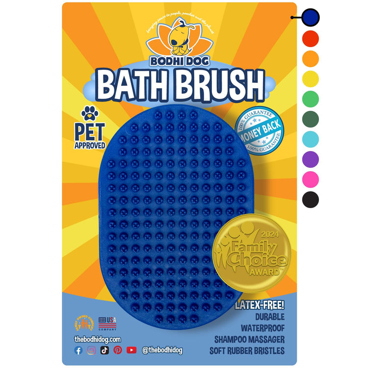 Bodhi Dog Shampoo Brush - Pet Grooming & Bath Supplies for Dogs and Cats - Bath Brush for Long & Short Hair - Premium Scrubber for Shower, Bathing & Massage (One Pack, Silver Glitter)